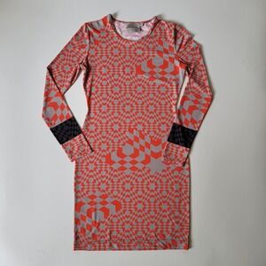 Preen by Thornton Bregazzi Dress Orange Printed Jersey Knit Long Sleeve Bodycon
